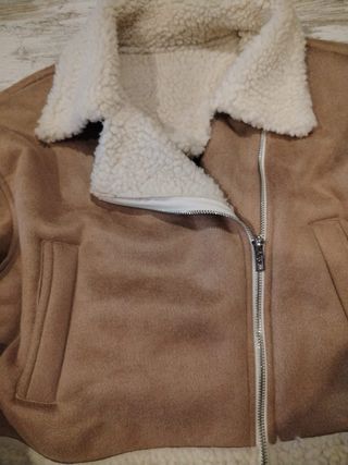Cazadora ante y borrego torera beige