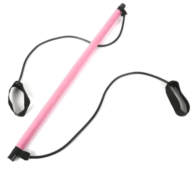 Barra de ejercicio rosa con bandas