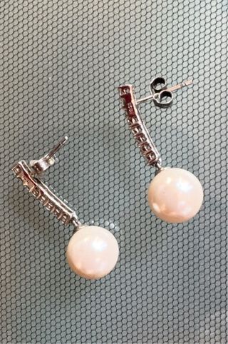 PENDIENTES PERLA PLATA Y CIRCONITAS 