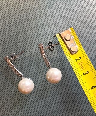 PENDIENTES PERLA PLATA Y CIRCONITAS 