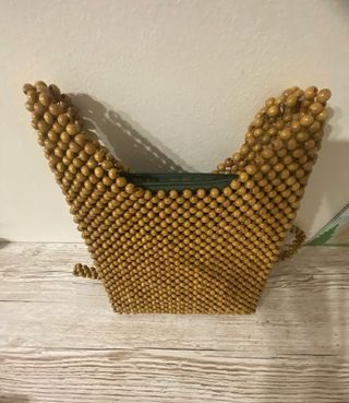 Bolso Cuentas Madera Vintage Boho 