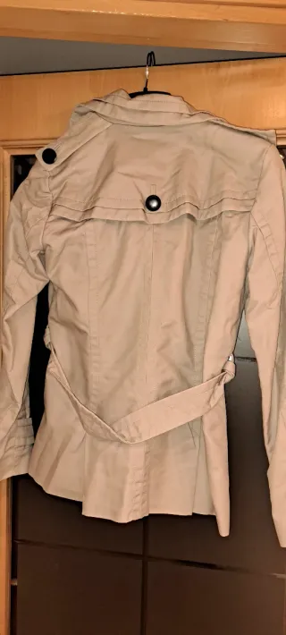 Parka Zara Beige Doble Botonadura