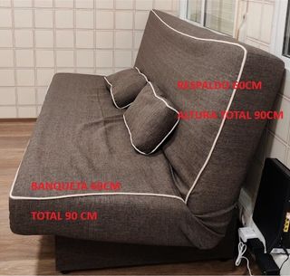 Sofá Cama Tela Marrón y Blanco