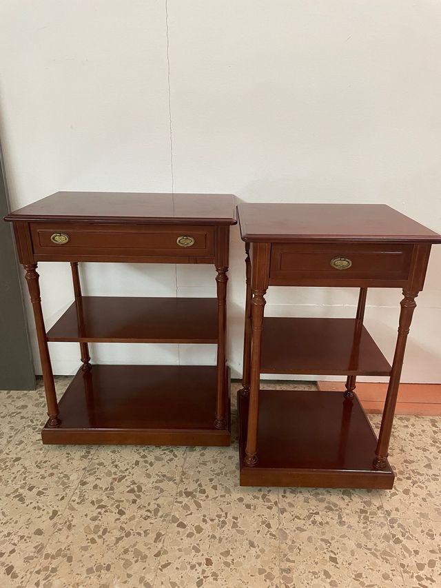 Mesas auxiliares madera cerezo (2 uds)