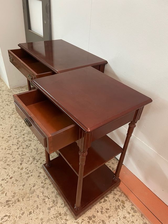 Mesas auxiliares madera cerezo (2 uds)