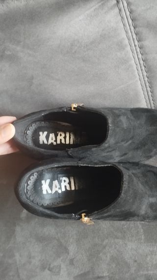 Botines Karima Talla 36 Negro Tacón Plataforma