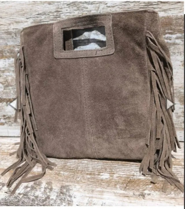 Bolso “Aurora” de ante con flecos