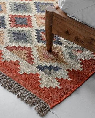 Alfombra Kilim India Yute Boho Multicolor sin usar