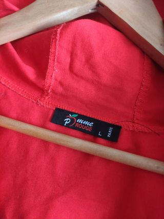 Chaqueta larga roja mujer