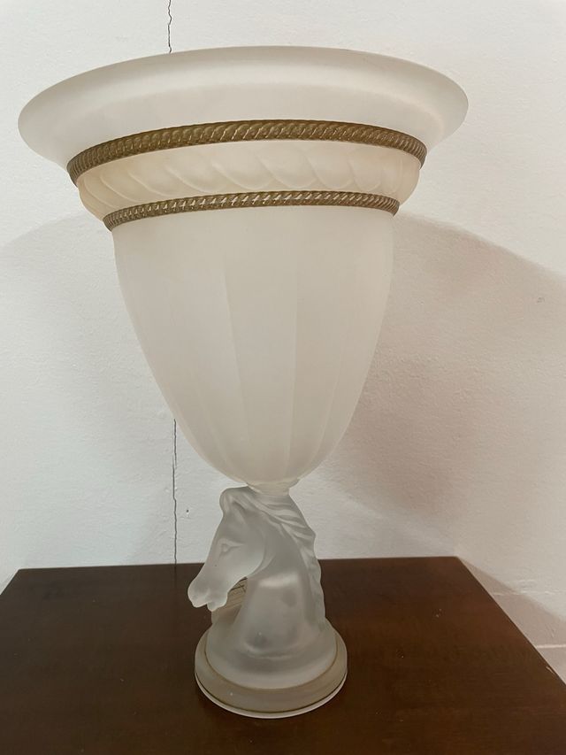 Jarrón Cristal Murano Caballo Oro Transparente