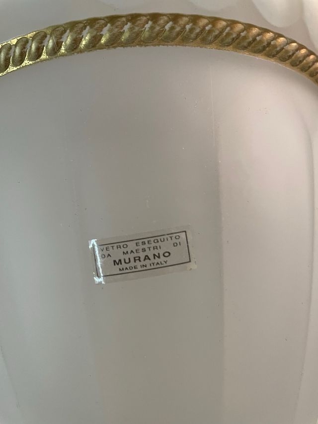 Jarrón Cristal Murano Caballo Oro Transparente