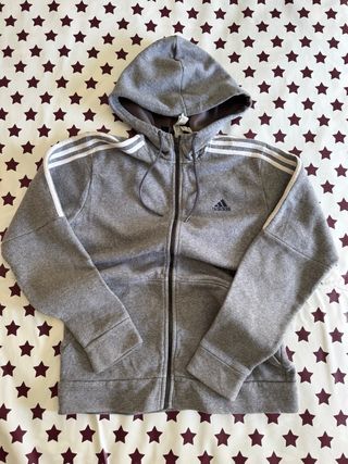 Sudadera Adidas Gris con Rayas (Talla M)