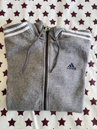 Sudadera Adidas Gris con Rayas (Talla M)