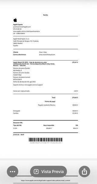 Apple Watch Series 2 44mm 2025 Negro