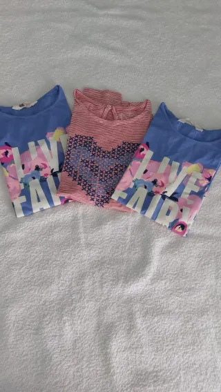 Camisetas manga larga H&M flores y rayas