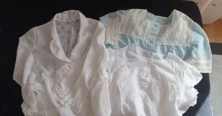 Conjunto Vintage Bata y  2 Camisones Blanco y Azul