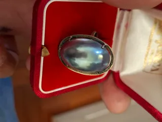 Anillo Plata con Perla Azul Ovalada