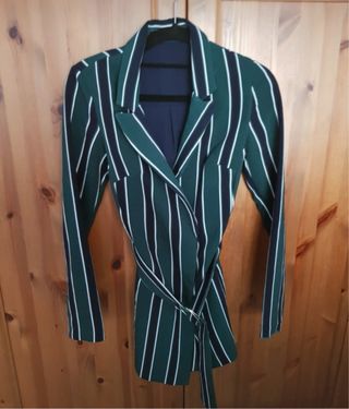 Blazer vestido rayas verde y azul