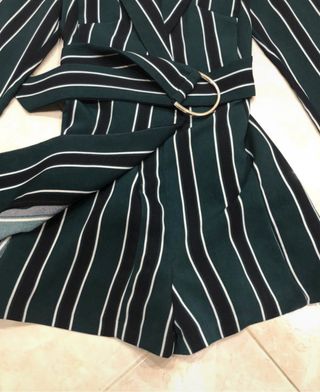 Blazer vestido rayas verde y azul