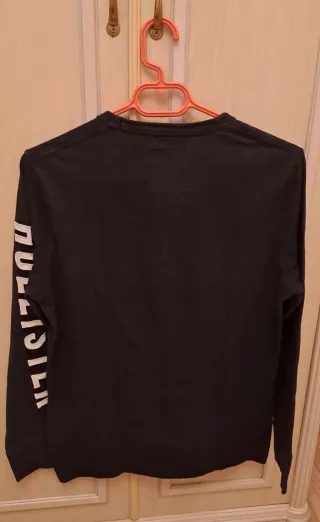 Camiseta Hollister Manga Larga Negra Talla XS
