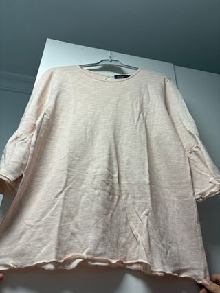 Camiseta rosa pastel manga acampanada