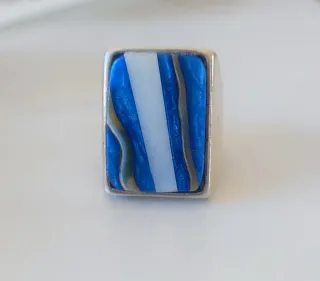 Anillos Plata Ley y Piedras Azul/Rojo