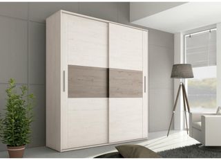Armario puertas correderas blanco y gris