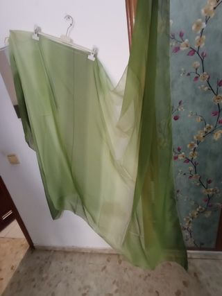 Pañuelo chal gasa verde y blanco