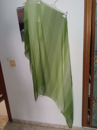 Pañuelo chal gasa verde y blanco