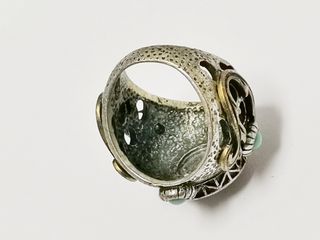 Anillo Maxi Vintage Étnico Rojo y Turquesa