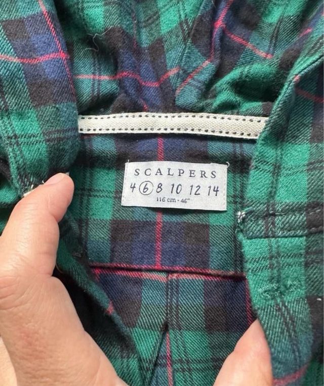 Camisa Scalpers niño cuadros verde y morado