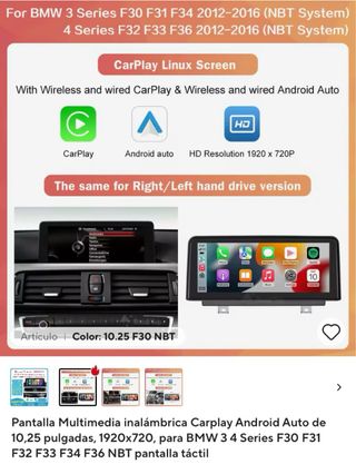 Pantalla Multimedia Carplay Android BMW