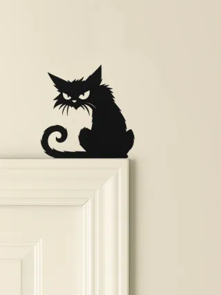 Gato decorativo negro para puerta