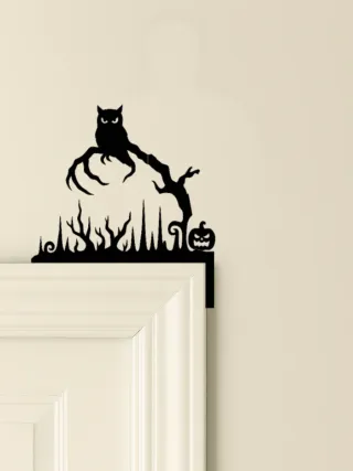Gato decorativo negro para puerta