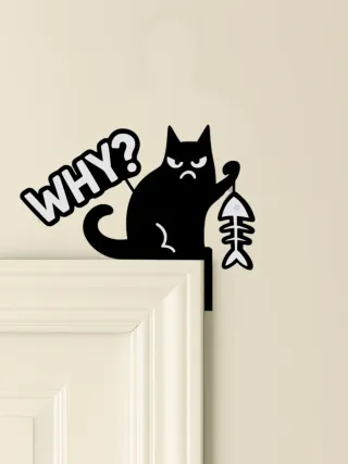 Gato decorativo negro para puerta