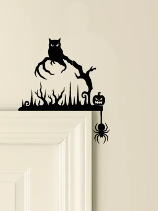 Gato decorativo negro para puerta