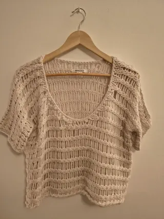 Camiseta crochet beige talla M