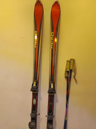 Esquís 180cms Head con bastones Rossignol