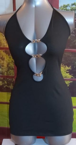 Abito aderente sexy con cut-out e catena - Tg. M