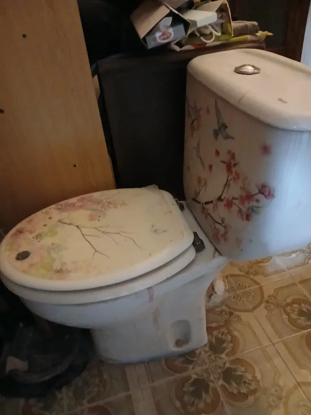 Inodoro de cerámica con diseño floral