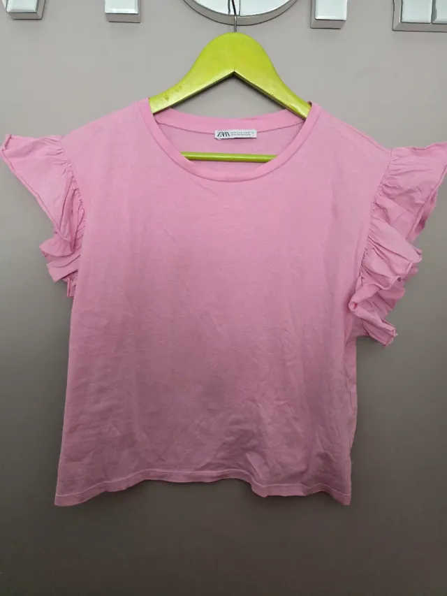 Camiseta rosa T S con volantes