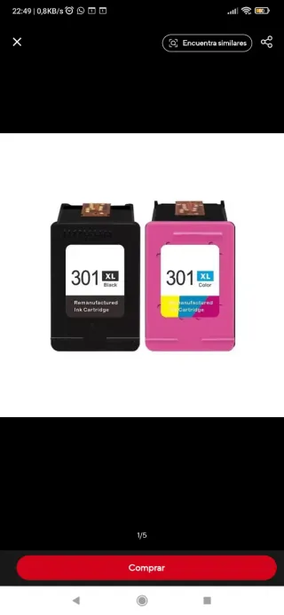 Pack 2 Cartuchos Tinta HP 301 XL Negro y Color