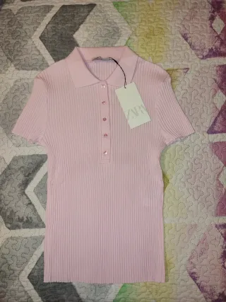 Polo Zara Rosa Manga Corta Talla M,con etiqueta 