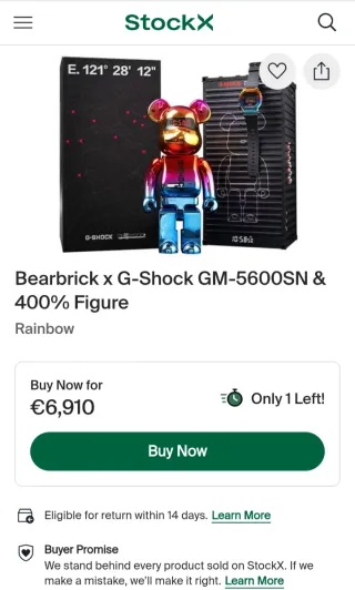 Bearbrick x G-Shock GM-5600SN 400% Arcoíris