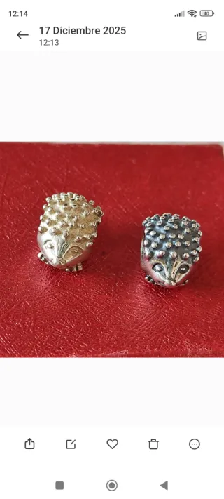 2 Charms, Pollo y Erizo, Pandora ORIGINALES, Plata