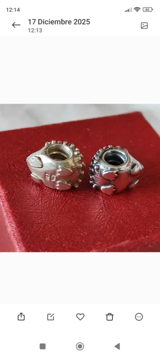 2 Charms, Pollo y Erizo, Pandora ORIGINALES, Plata