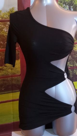 Vestito Monospalla Sexy Taglia Unica Nero
