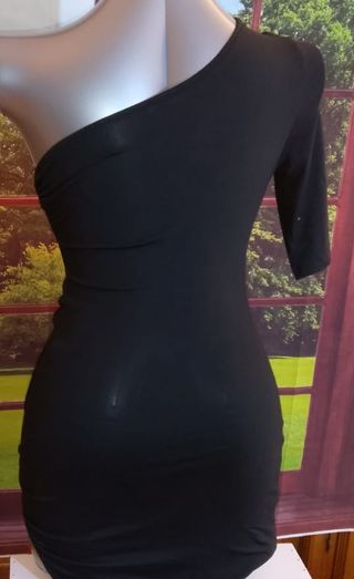 Vestito Monospalla Sexy Taglia Unica Nero