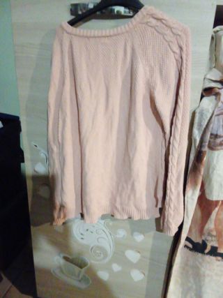 Maglione rosa trecce