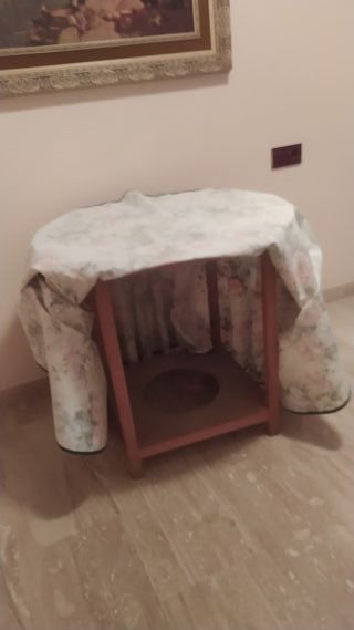 Mesa camilla redonda cristal y tela